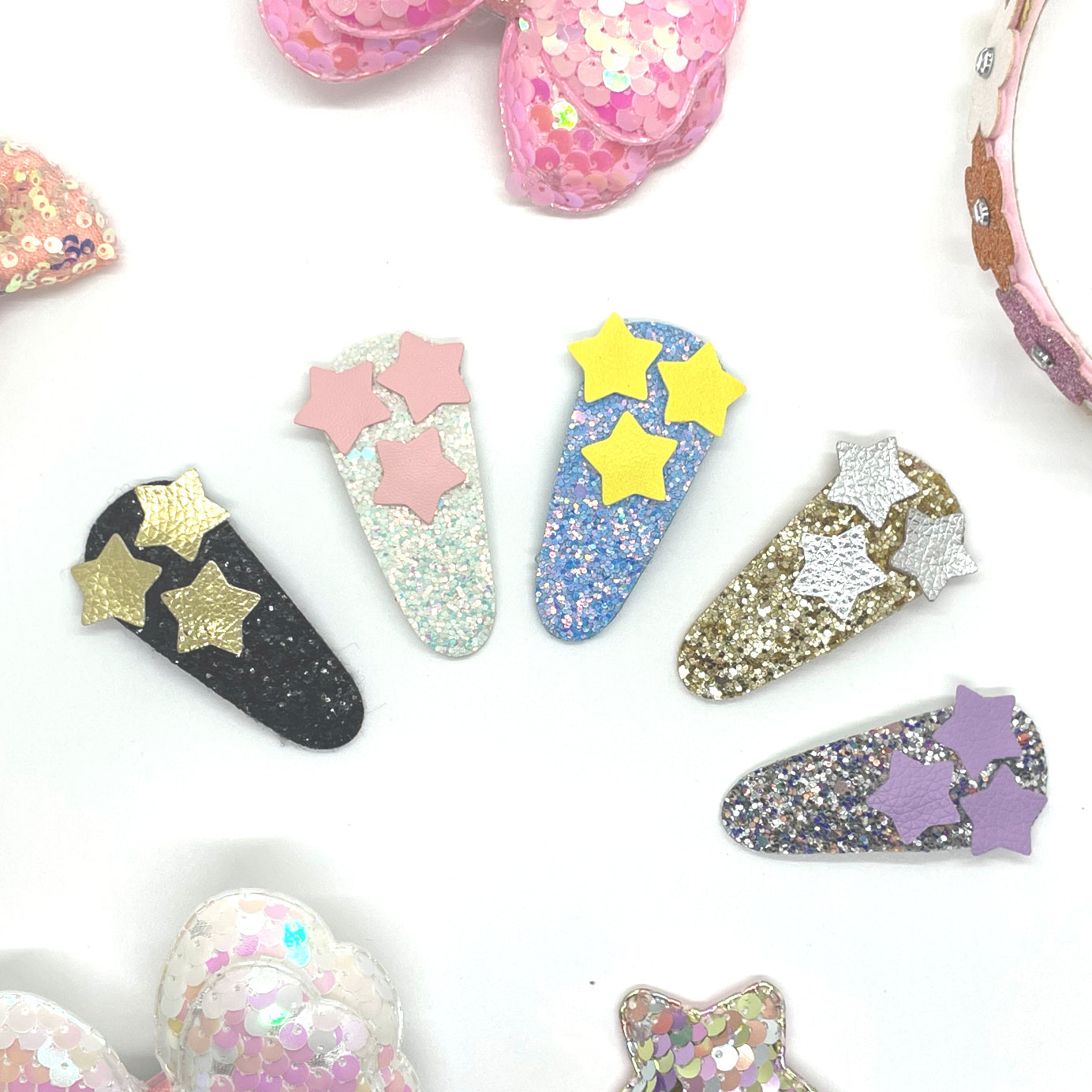 Sparkly Lay Flat Hair Snap Clips
