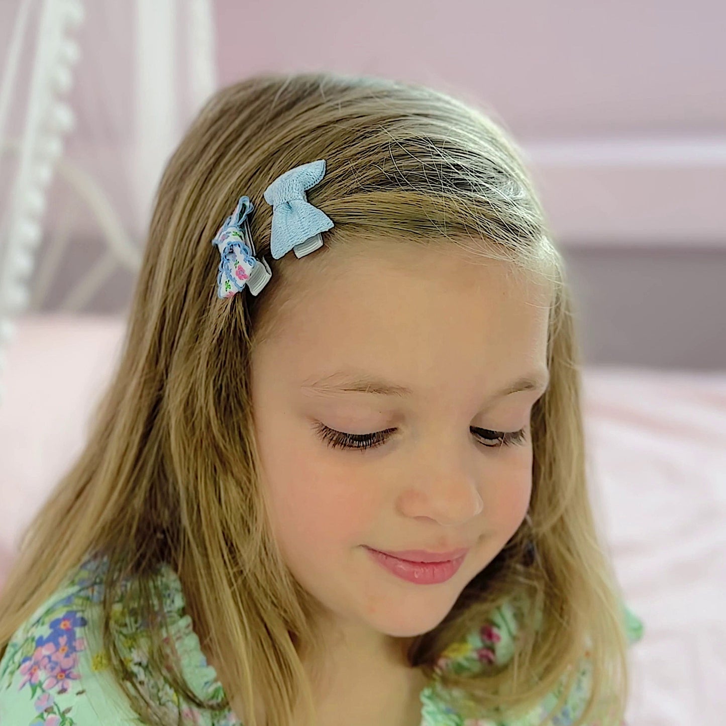 Ribbon Covered Baby Hair Bows Set