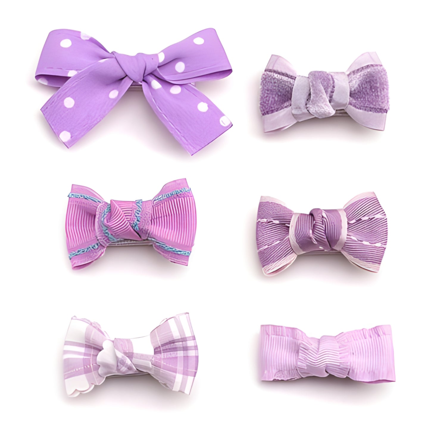 Ribbon Covered Baby Hair Bows Set