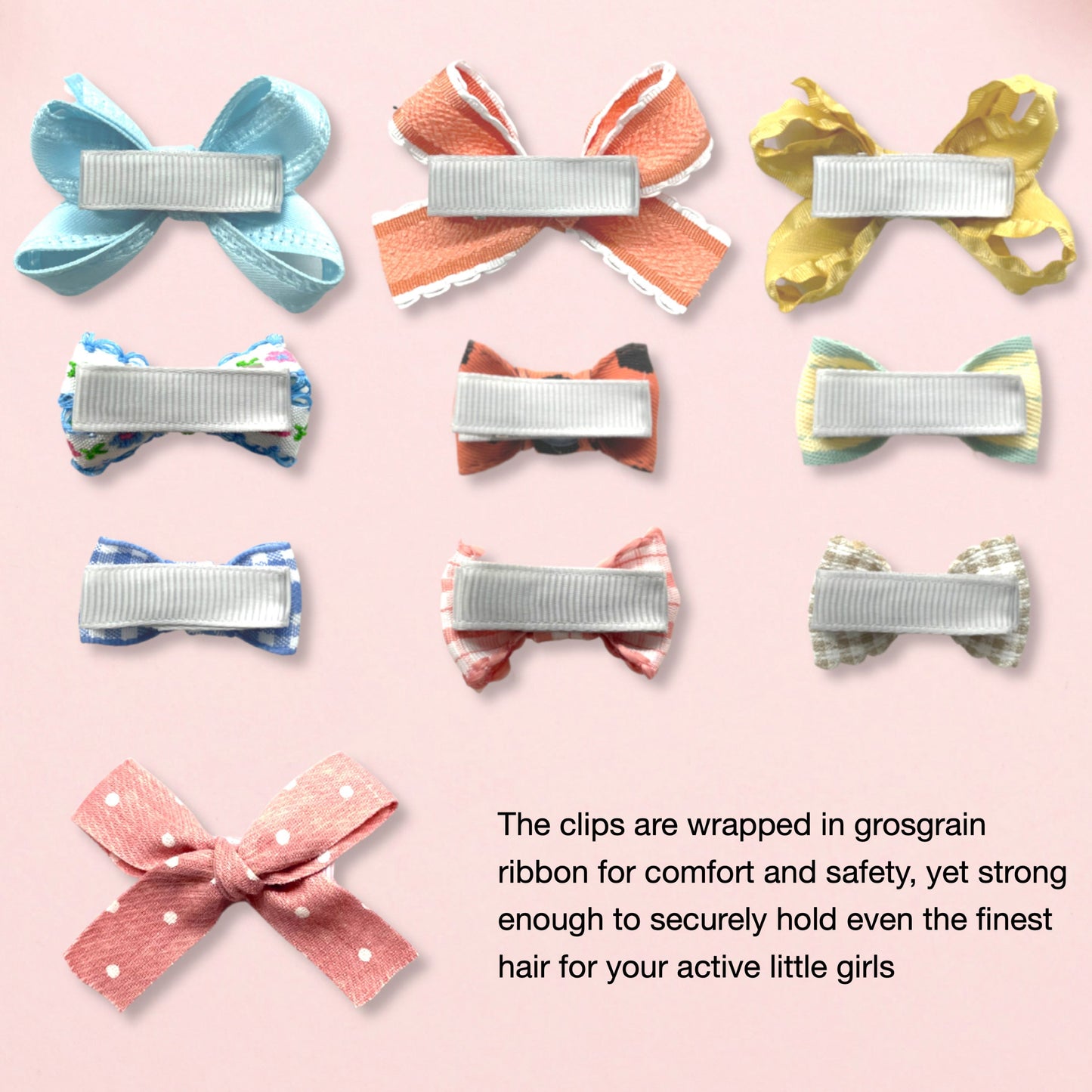 Ribbon Covered Baby Hair Bows Set
