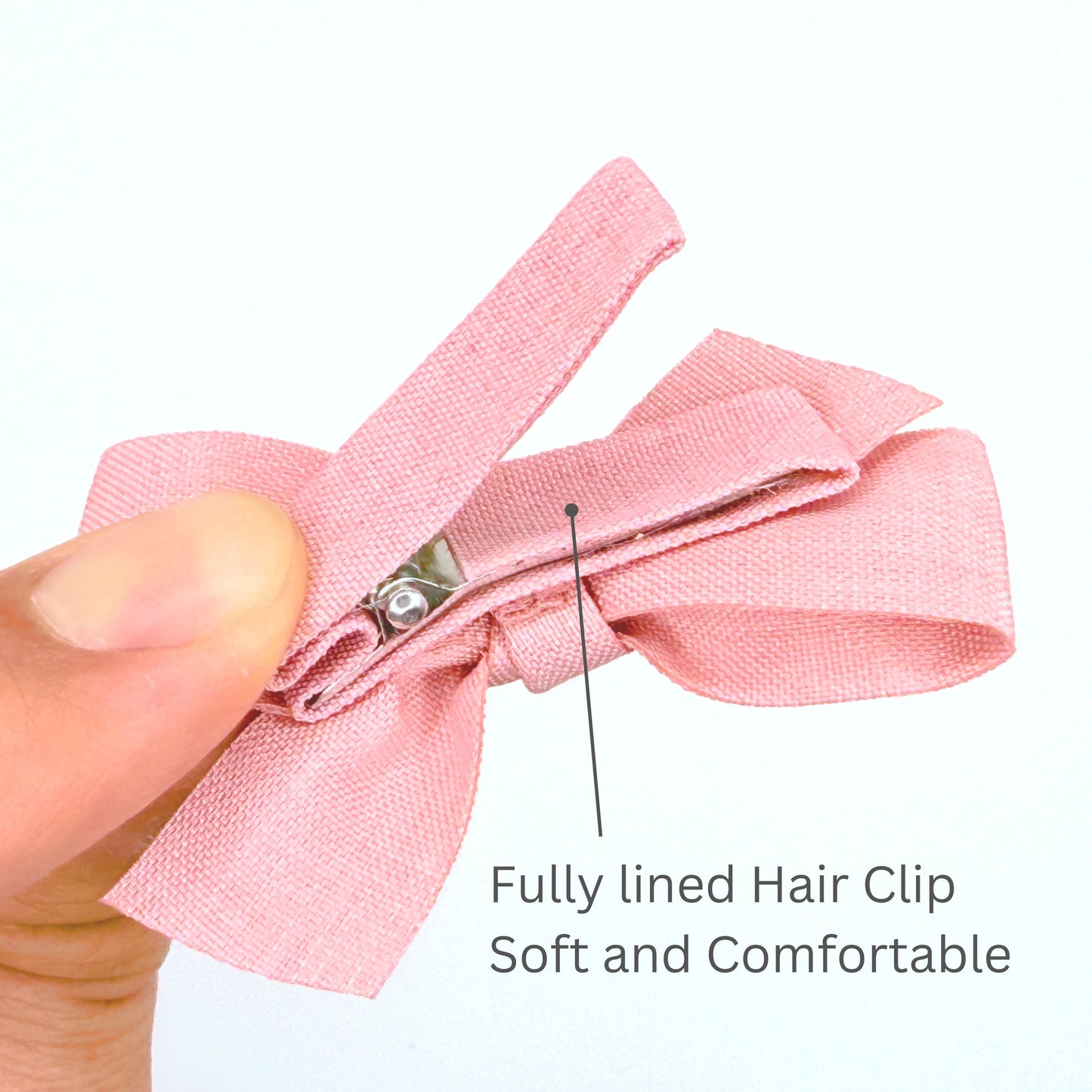 Hair Bow Clips Set, Classic Plain, Ribbon Covered