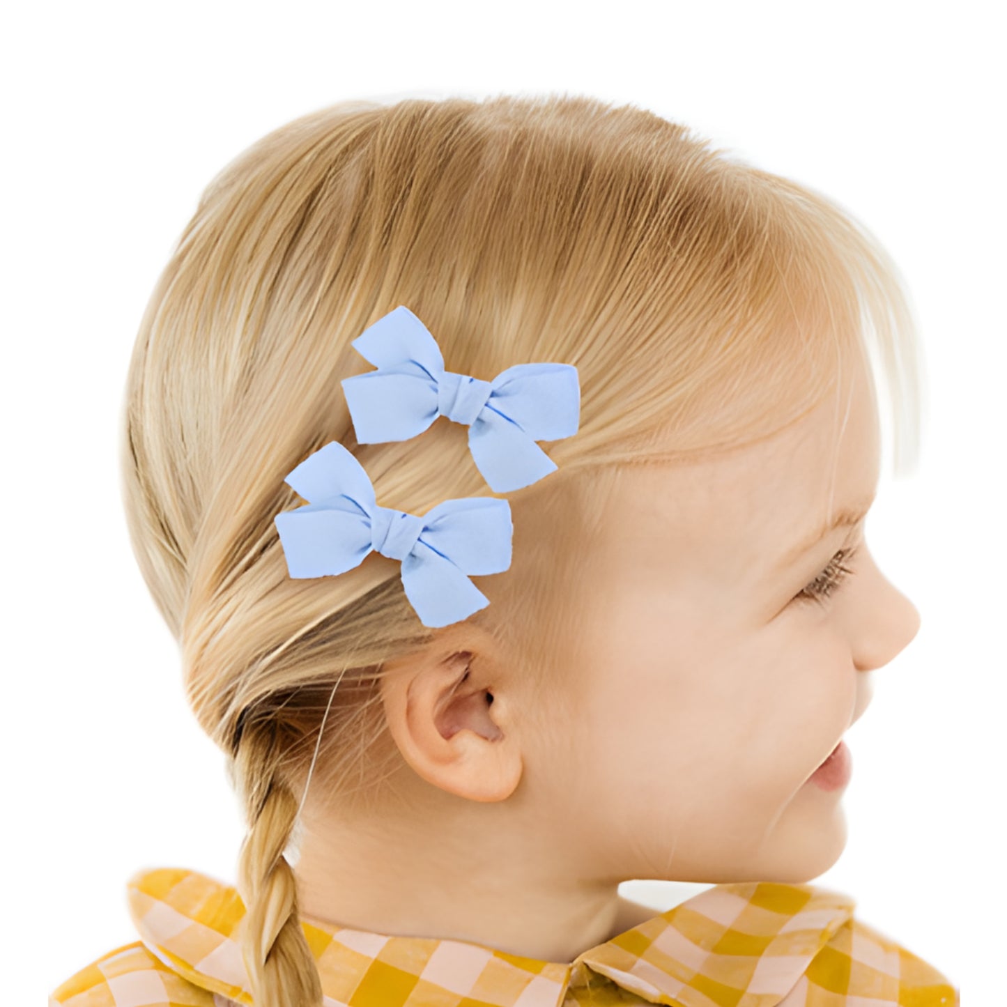 Hair Bow Clips Set, Classic Plain, Ribbon Covered