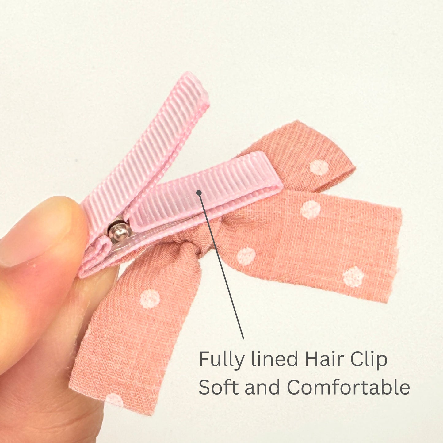 Hair Bow Clips Set with Pink & Blue Ribbon Covered