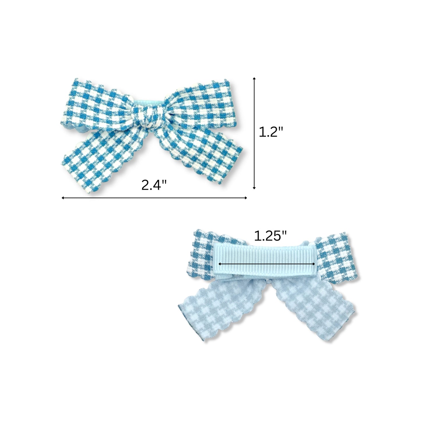 Hair Bow Clips Set with Pink & Blue Ribbon Covered