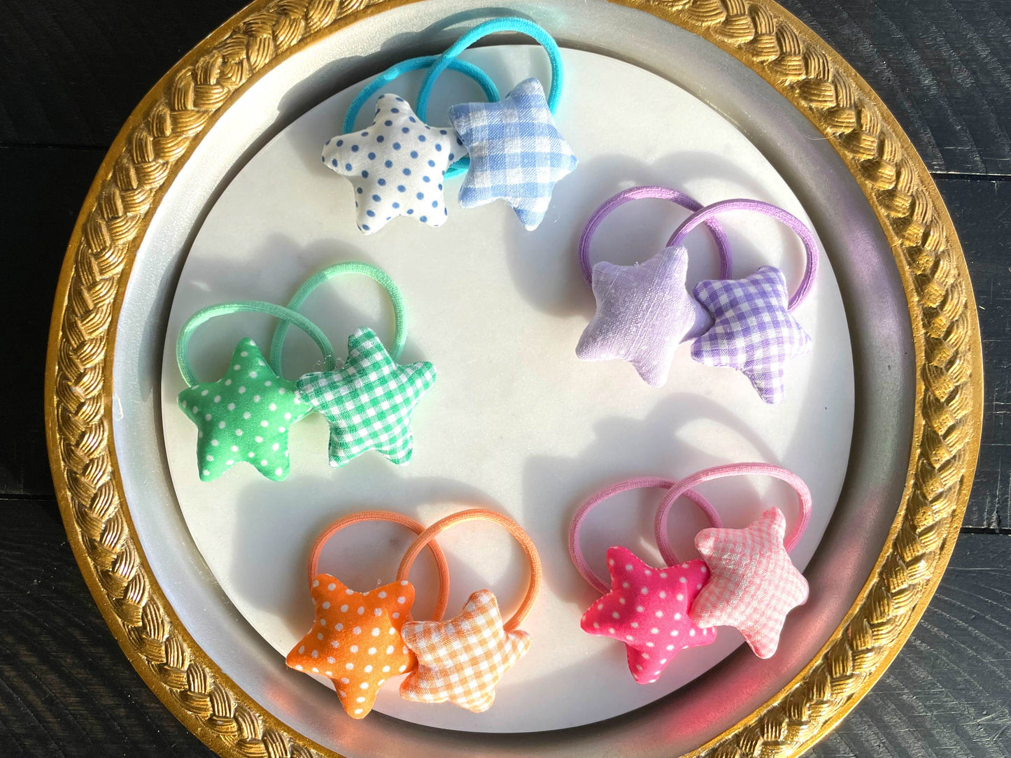 Fabric Star Hair Ties Ponytail Holder