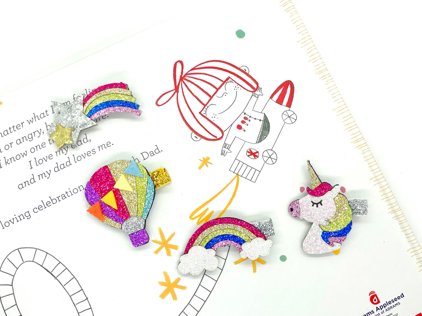 Glitter Rainbow Unicorn Alligator Hair Clips