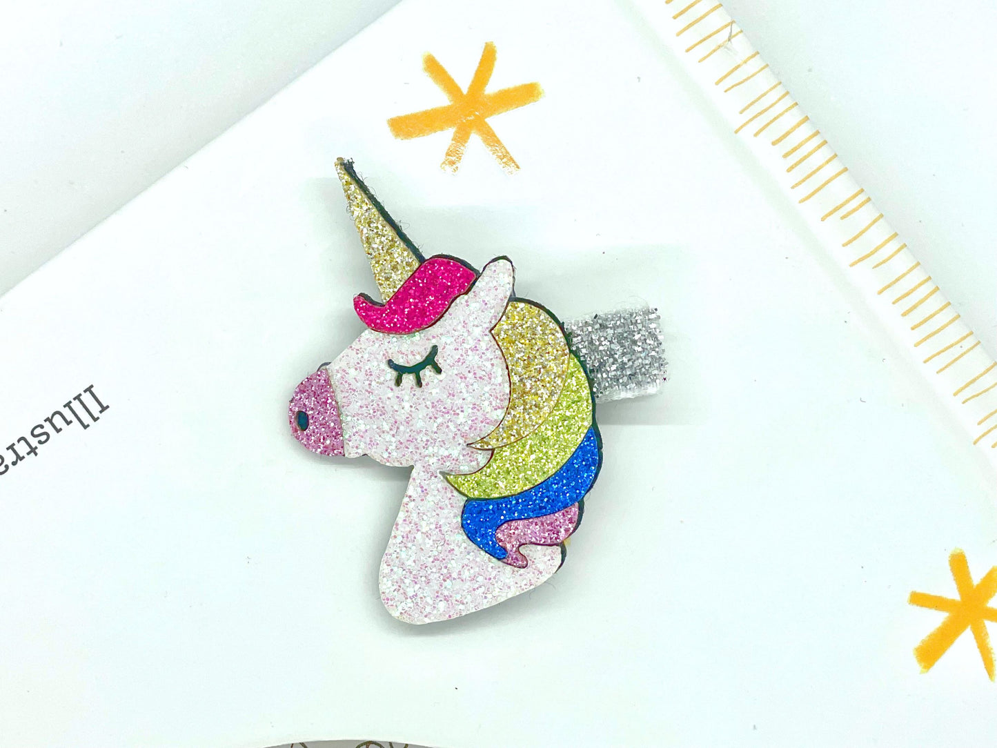 Glitter Rainbow Unicorn Alligator Hair Clips