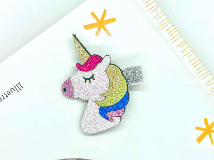 Glitter Rainbow Unicorn Alligator Hair Clips