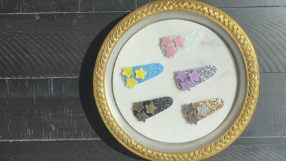 Sparkly Lay Flat Hair Snap Clips