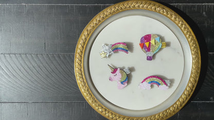 Glitter Rainbow Unicorn Alligator Hair Clips